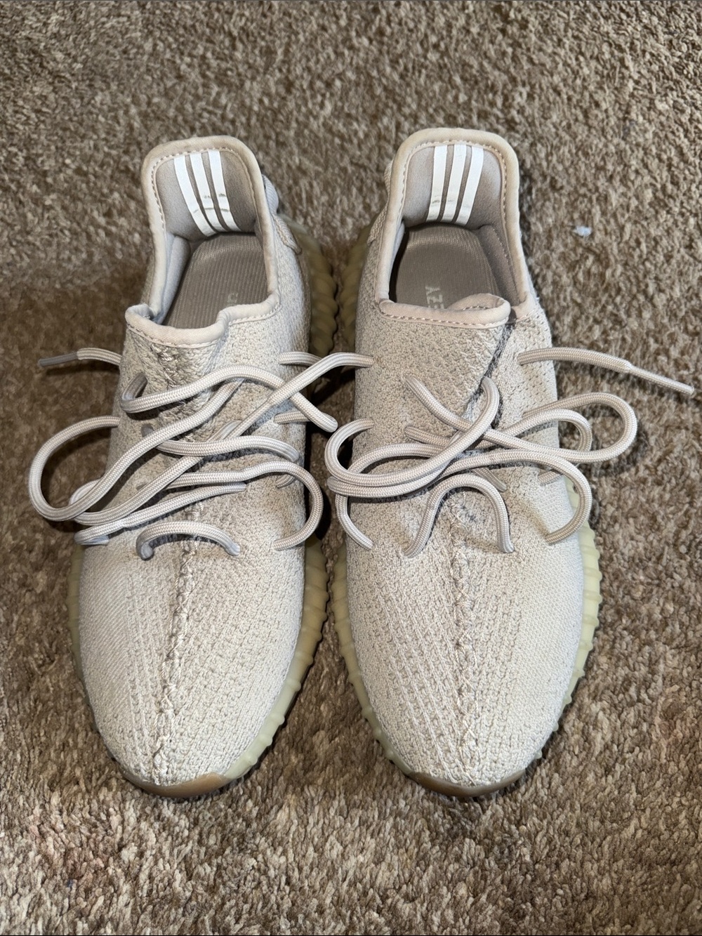 adidas Yeezys Beige Knit Low-Top Sneakers